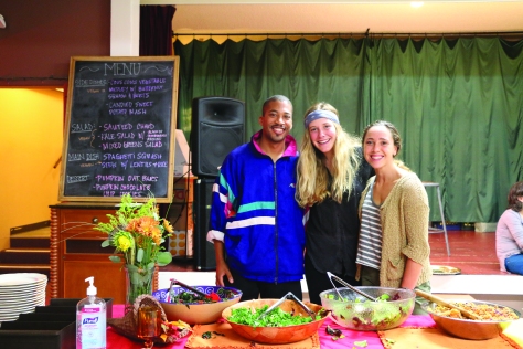 (Pictured left to right: Caleb Banks, Claire Rose, and Madeline Haupert) The USF Community Garden does more than just gardening. Students serve the greater community by cooking free dinners with the food they harvest and glean. DANIELLE MAINGOT/ FOGHORN