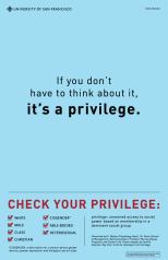 Posters of the privilege campaign were posted all over campus to promote awareness and prompt conversations about privilege. The campaign also went viral on Tumblr and Facebook. Photos courtesy of Prof. Walker and the Privilege Campaign team