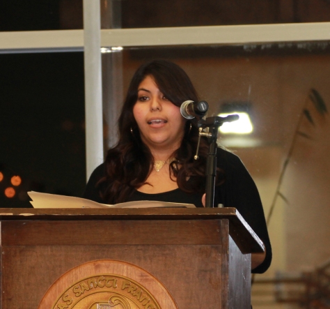 Latinas Unidas members Elizabeth Hernandez spoke about their personal journeys as Latina women in the United States.