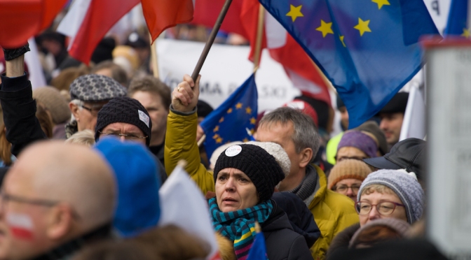 WARSAW, 27 February 2016 - On Saturday over 150 thousand people from all over Poland joined in demonstrations against the current government. The march through the city centre is organised by the committee for the protection of democracy (KOD). Poles have been frustrated by actions seen by many as usurpation of power by the conservative Law and Justice party which won the recent elections.